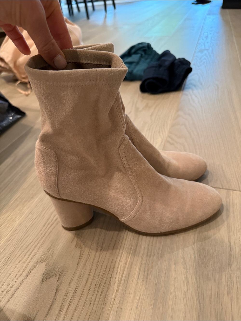 Stuart Weitzman Women's Suede Sock Boot in Light Pink
